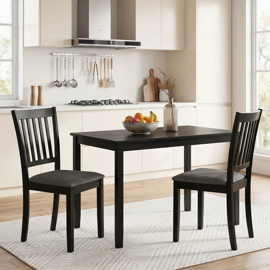 Upholstered dining chairs set of 2 with rubber wood frame, black cushions on Tampa Home & Garden Store