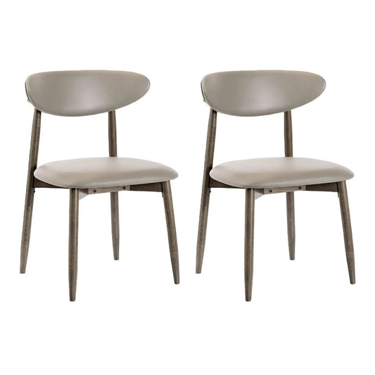 Upholstered dining chairs pair with curved backrests in beige fabric on wood legs DirectDeals on Tampa Home & Garden Store