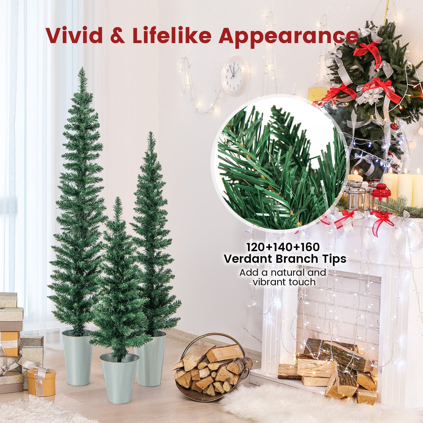 Set of 3 potted artificial Christmas trees in silver metal buckets by DirectDeals on Tampa Home & Garden Store