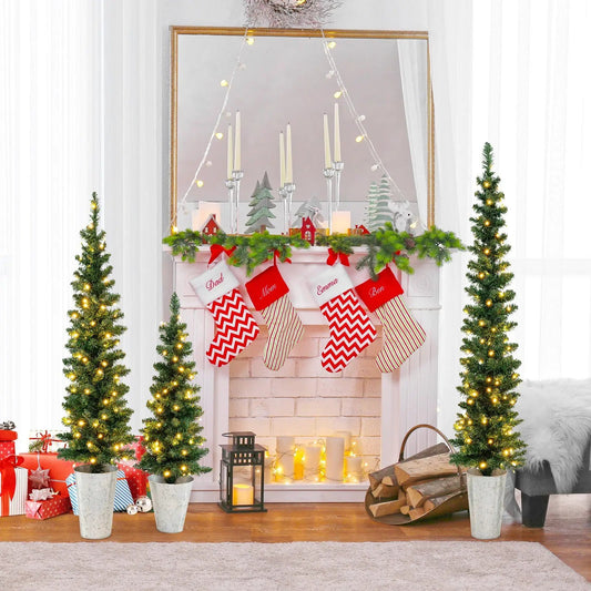 Set of 3 DirectDeals pre-lit artificial Christmas trees with 230 warm-white LEDs in planters on Tampa Home & Garden Store