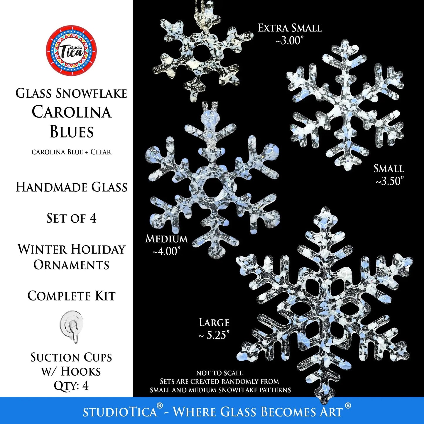 Handmade Glass Snowflake - Carolina Blues - by studioTica - Tampa Home & Garden Store