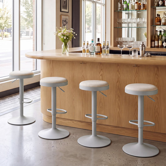 DirectDeals adjustable swivel bar stools set of 4 with padded beige seats and gray bases on Tampa Home & Garden Store