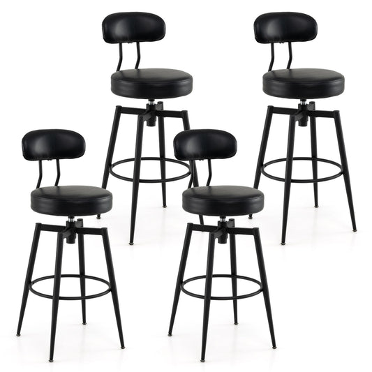 Set of 4 Swivel Barstools Faux Leather Seats