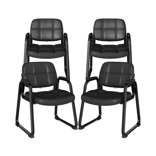 Juego de 4 sillas tapizadas para sala de espera con reposabrazos y respaldo ergonómico - Negro