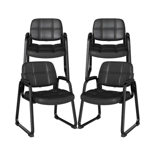 Set of 4 black upholstered waiting chairs with armrests and cantilever frames DirectDeals chairs on Tampa Home & Garden Store