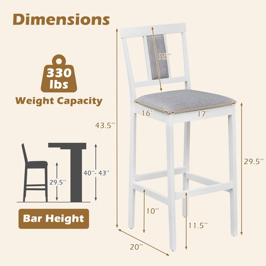 Set of 4 Upholstered Bar Stools 29.5 Inch