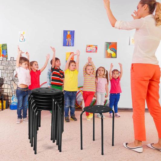 DirectDeals 6-pack black portable plastic stack stools for classroom use on Tampa Home & Garden Store