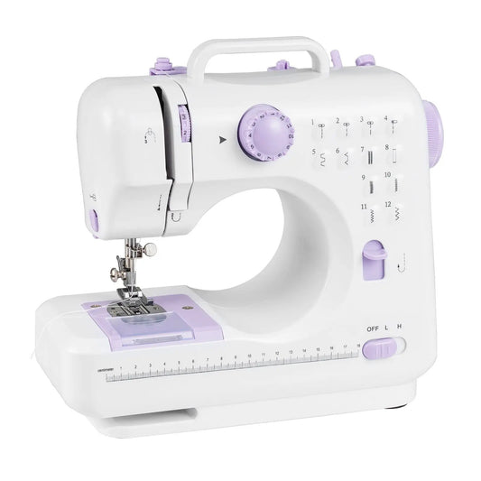 Beginner Mini Sewing Machine with 12 Stitches, white with lavender accents DirectDeals on Tampa Home & Garden Store