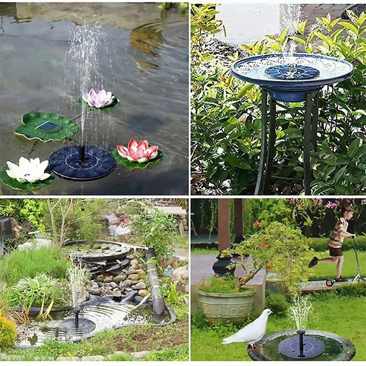 Solar Fountain Pump Floating Bird Bath Water Fountain with 4 Nozzles - Tampa Home & Garden Store
