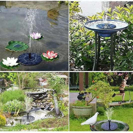 Solar fountain pump for bird bath with 4 nozzles, blue round base Moktan Sabai on Tampa Home & Garden Store