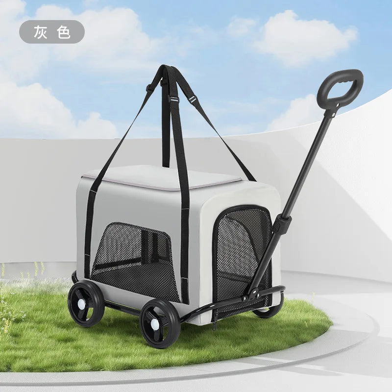 2-in-1 Small Pet Stroller Backpack Pet Zen with mesh panels, foldable wheeled carrier on Tampa Home & Garden Store