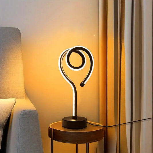 LED Water Ripple Nightlight USB RGB lamp with remote, black spiral stem emits warm amber glow on Tampa Home & Garden Store