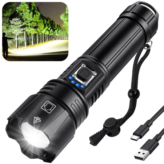 Rechargeable High Lumen LED Flashlight Waterproof 5 Modes Bright Torch - Tampa Home & Garden Store