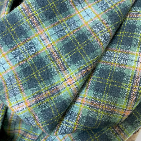 Cucumber Melon Greens Luxe plaid infinity scarf Thistle & Stitch in green teal with pink accents on Tampa Home & Garden Store