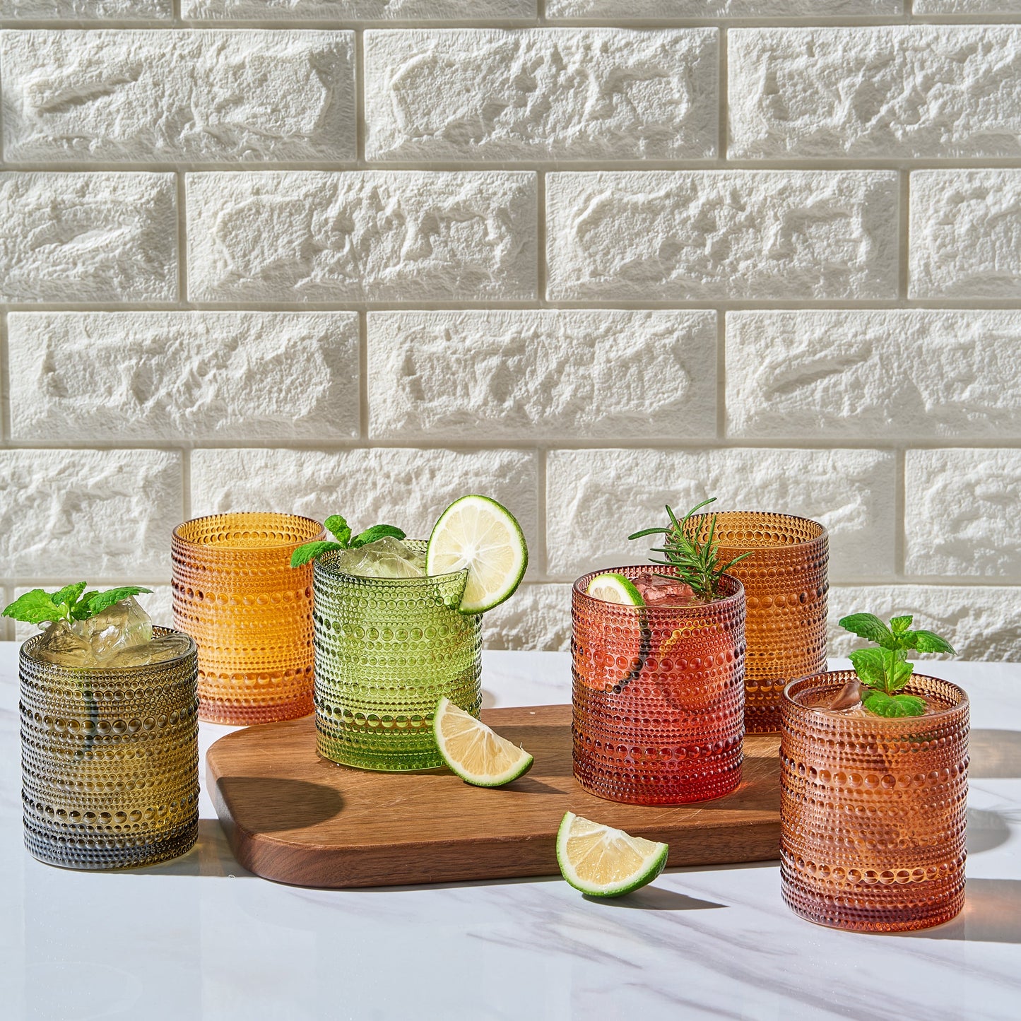 Fortuna Hobnail Lowball Glasses Set of Six