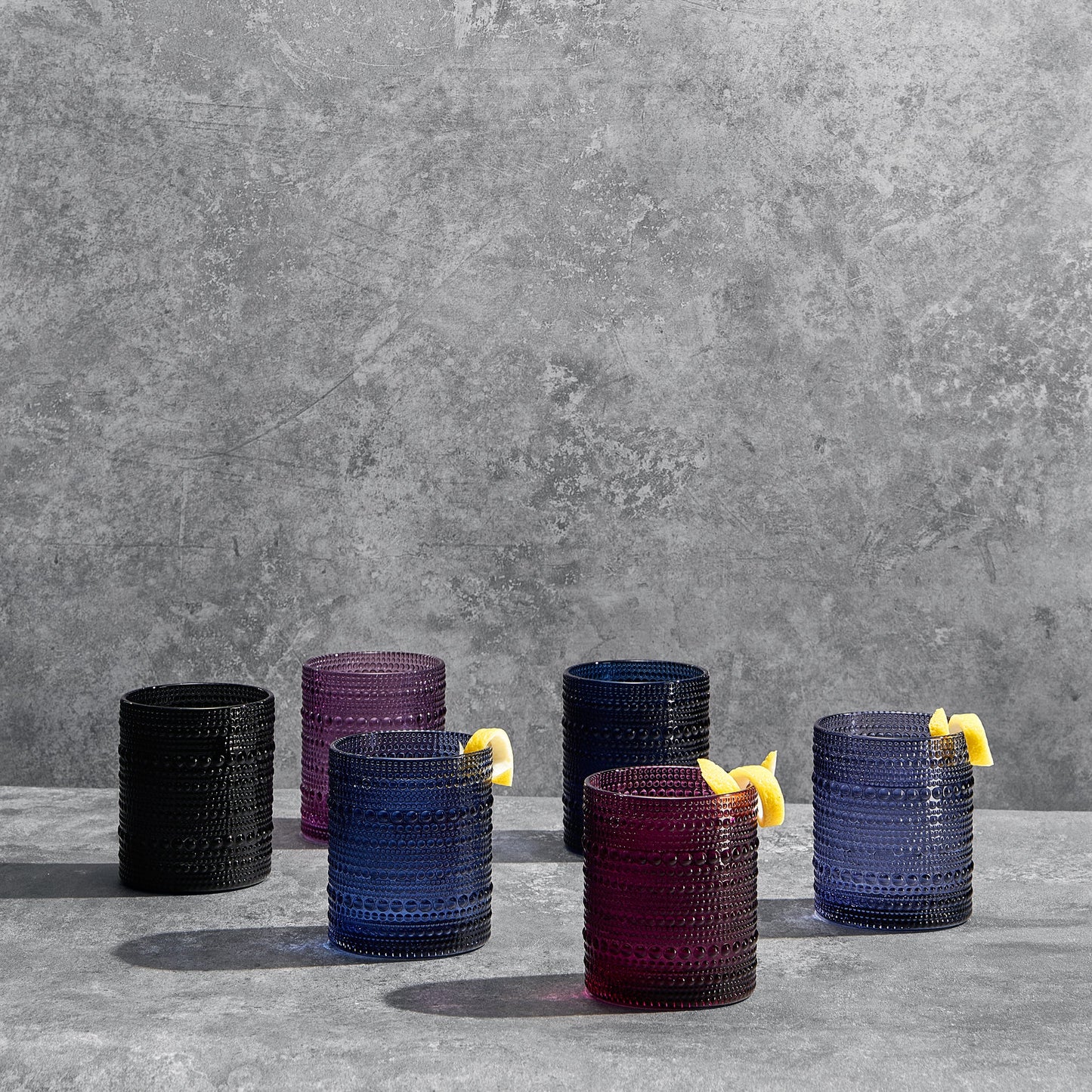 Fortuna Hobnail Lowball Glasses Set for Six
