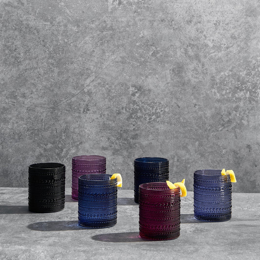 Fortuna Hobnail Lowball Glasses Set for Six