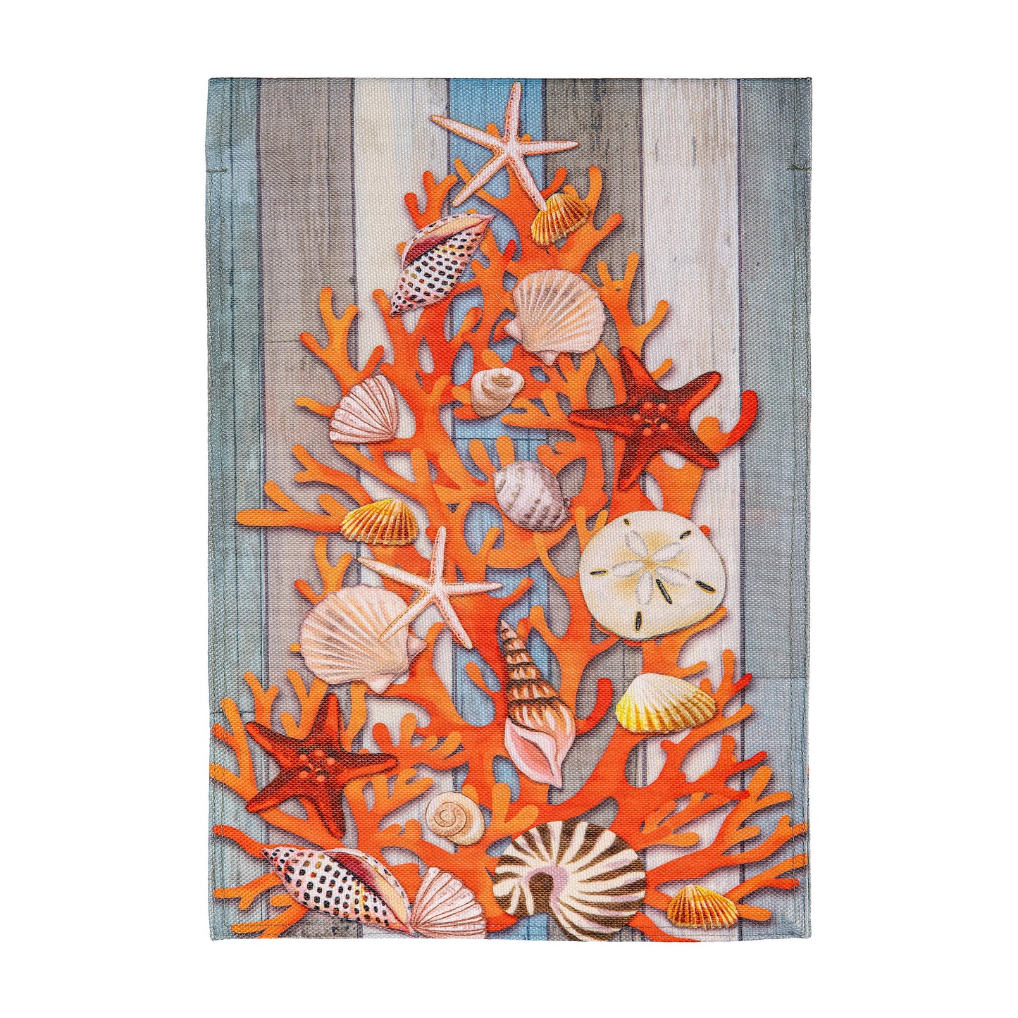 Shell Christmas Tree Burlap Flag - Tampa Home & Garden Store