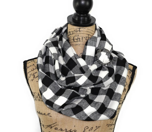 Scarf Shepherds plaid black and white flannel by Thistle & Stitch on Tampa Home & Garden Store