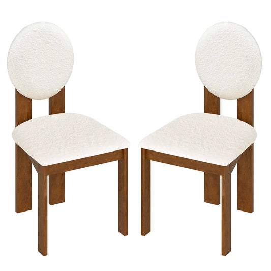DirectDeals Sherpa Dining Chairs Set of 2, white sherpa upholstery, rubber wood legs on Tampa Home & Garden Store
