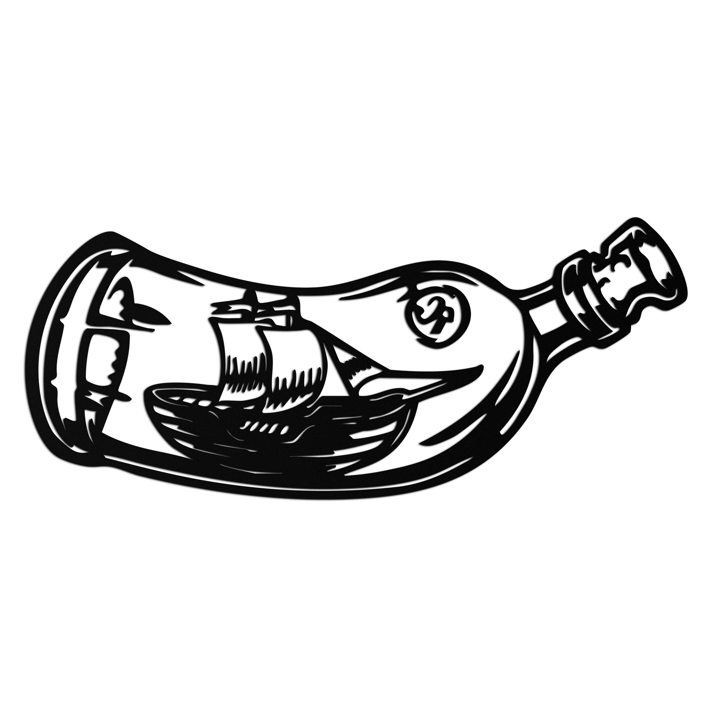 Ship in a Bottle Metal Wall Art – Nautical Silhouette Design for Sea Lovers- KAF691 - Tampa Home & Garden Store