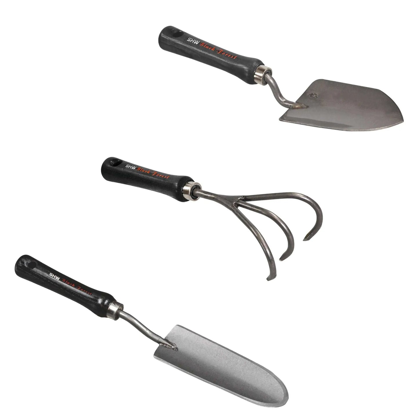 Three-in-one short hand trowel scoop claw garden tool set Bootstrap Farmer with black handles on Tampa Home & Garden Store