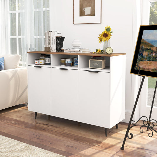Mueble aparador bufet de cocina con estantes ajustables en 5 posiciones - Blanco