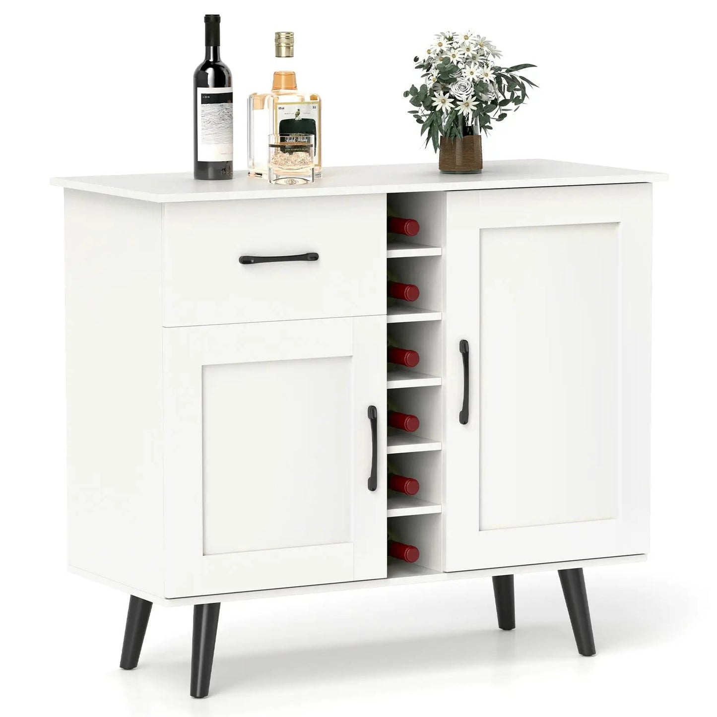 2-Door Buffet Sideboard with 6-Bottle Wine Rack Drawer - Tampa Home & Garden Store