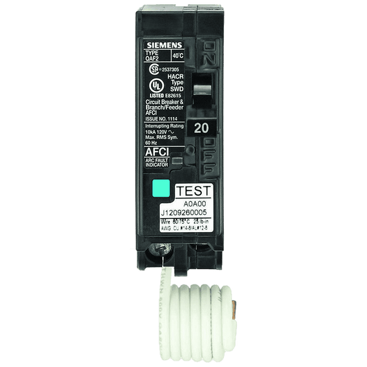 Siemens QA120AFC 20 Amp 1 in. Single-Pole 120-Volt Plug-On Combination AFCI Circuit Breaker - Tampa soil911.com