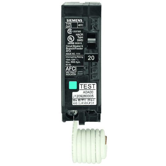 Siemens QA120AFC 20 Amp 1 in. Single-Pole 120-Volt Plug-On Combination AFCI Circuit Breaker - Tampa soil911.com