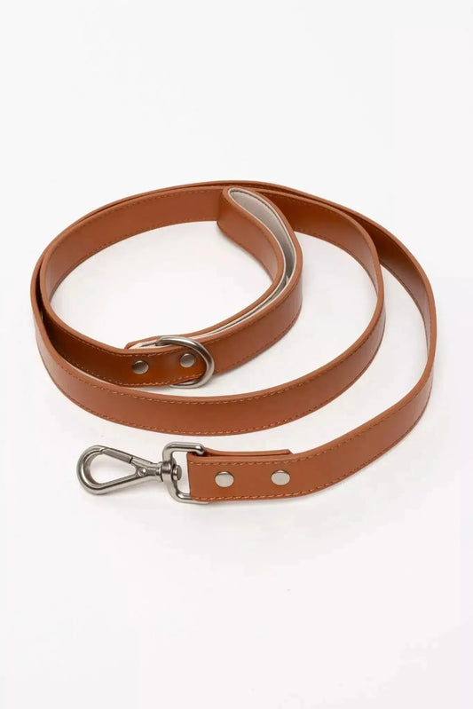 Sierra Sunrise vegan leather dog leash tan with metal clasp on Tampa Home & Garden Store
