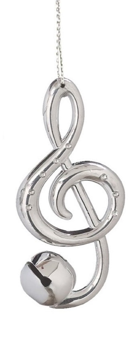 Silver Bell Musical Note Ornament - Cleff - Tampa Home & Garden Store
