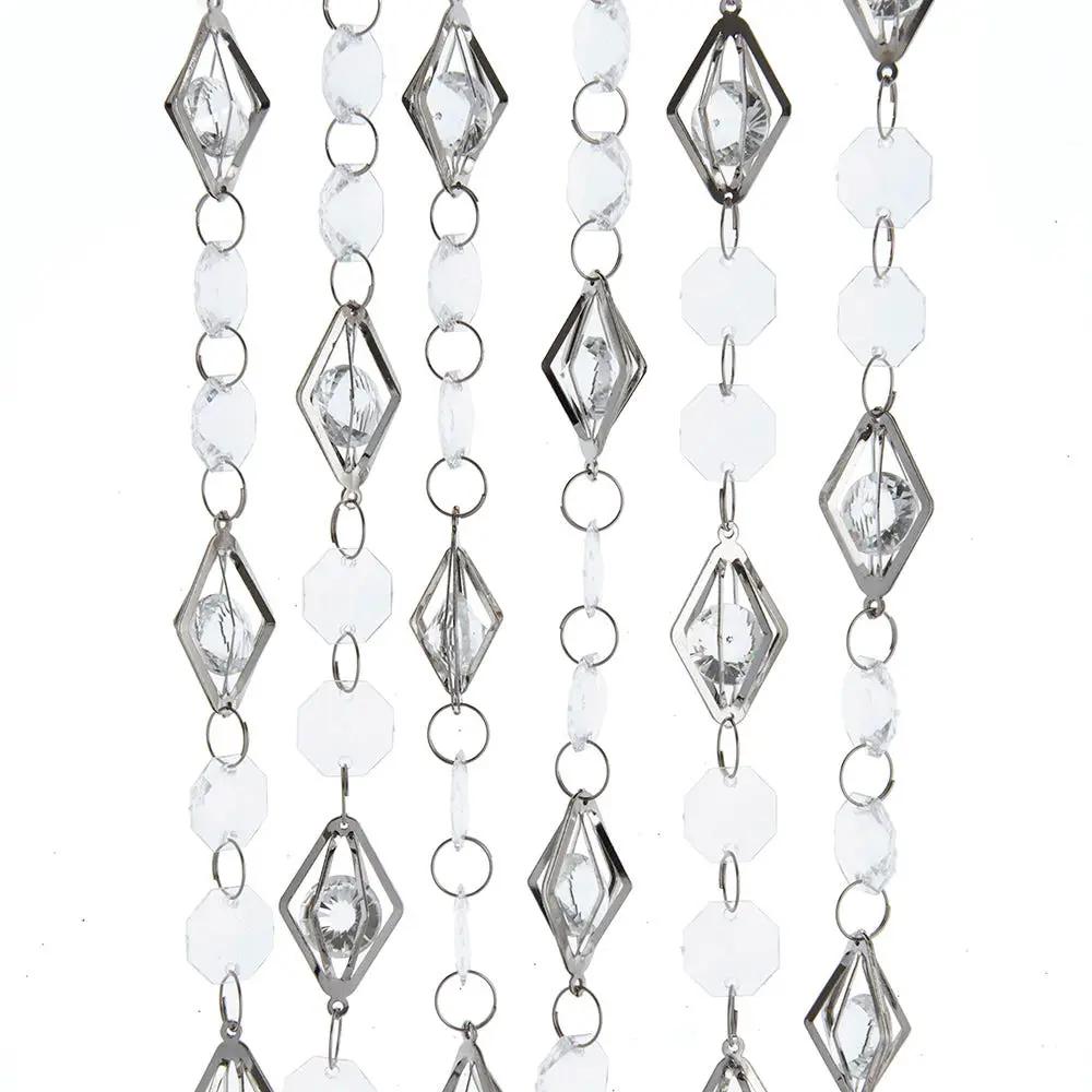 Six-foot silver and white beaded garland with diamond-shaped crystal accents on Tampa Home & Garden Store