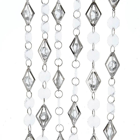 Silver and White Beaded Garland - 6 Foot - Tampa Home & Garden Store