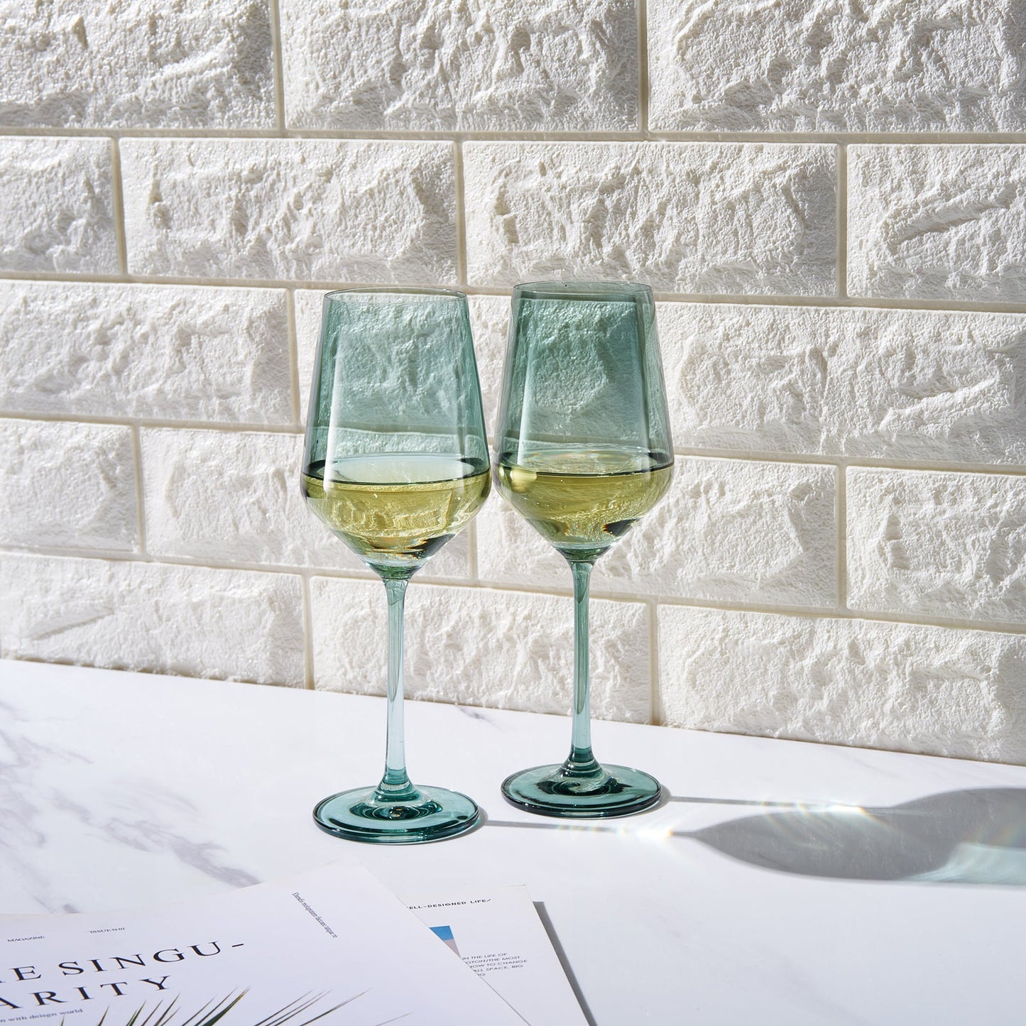 Forest Green Tonal Wine Glasses A Set of Two