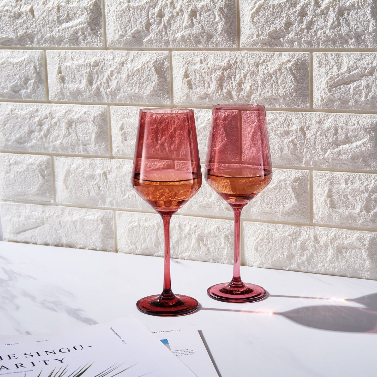 Cranberry Red Tonal Wine Glasses Set of 2