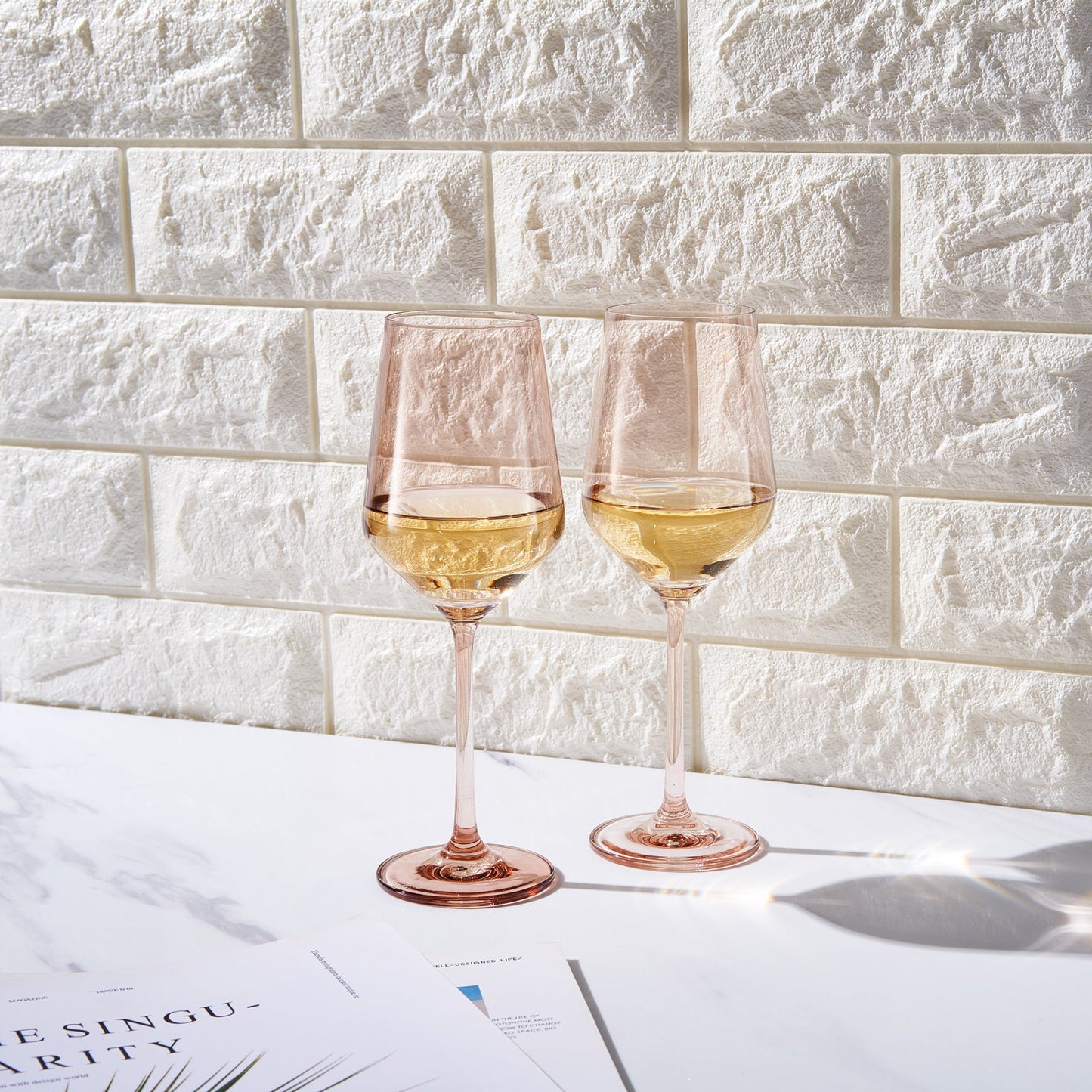 Tonal Stemmed Wine Glassware Tan Set of Two