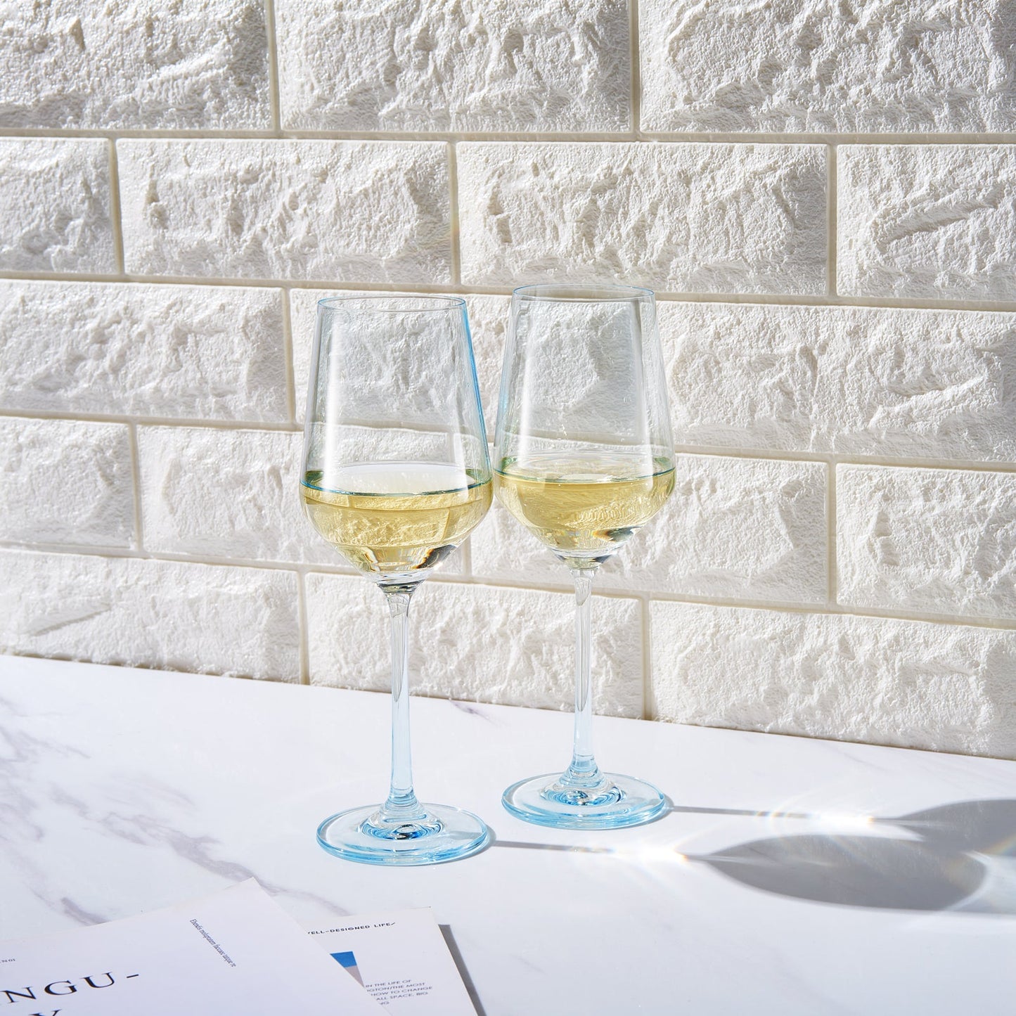 Monet Blue Stemmed Wine Glasses Set of Two