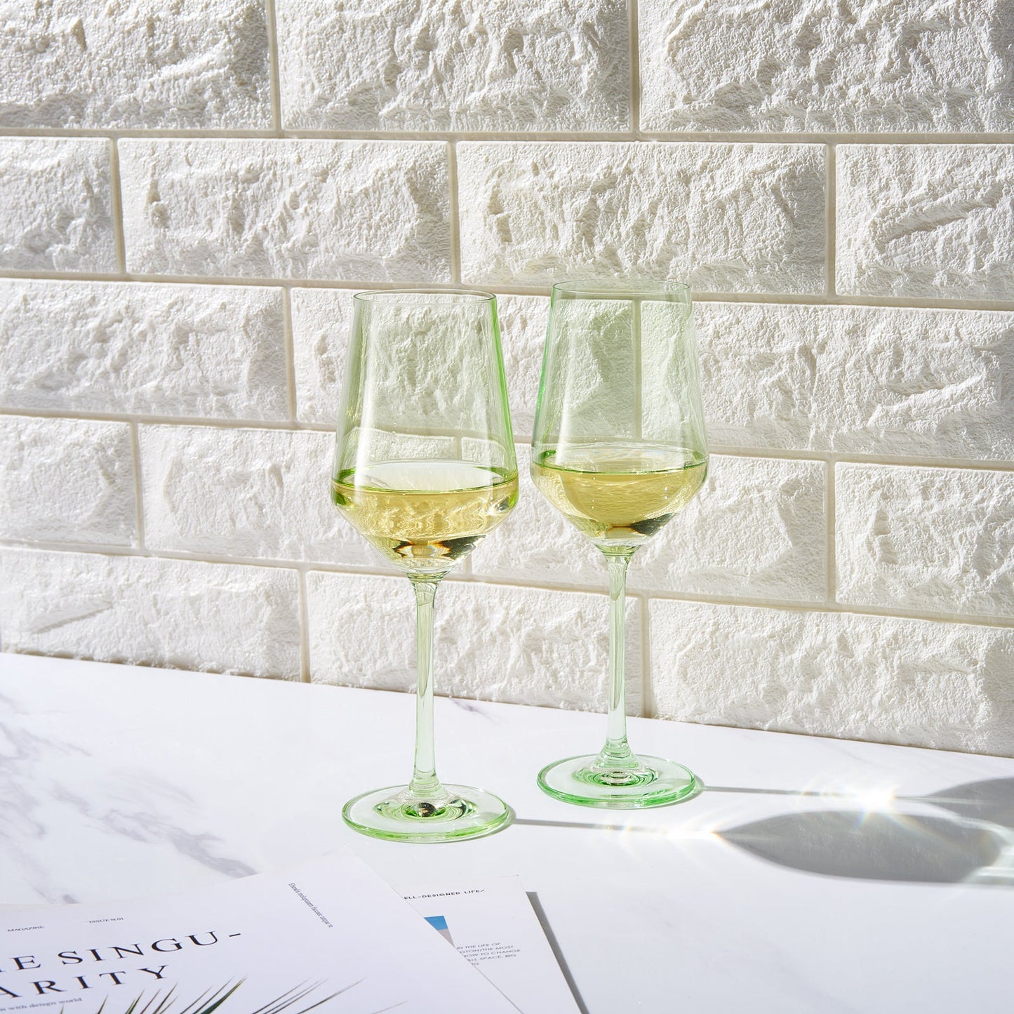Monet Green Stemmed Wine Glasses and Drinkware
