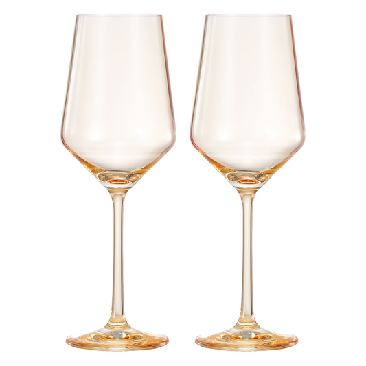 Monet Yellow Stemmed Wine Glassware Set of Two