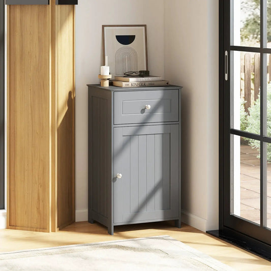 Single Door Bathroom Cabinet with Drawer gray painted wood DirectDeals Bathroom Cabinets on Tampa Home & Garden Store