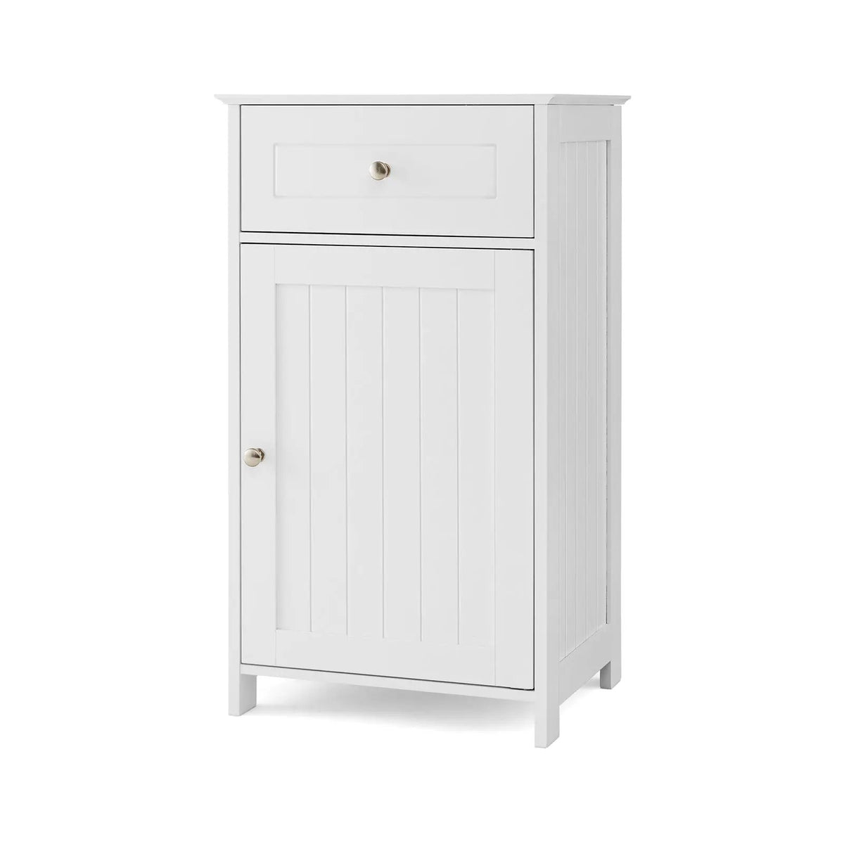 Single-door bathroom cabinet with drawer white beadboard panel and chrome knob DirectDeals on Tampa Home & Garden Store