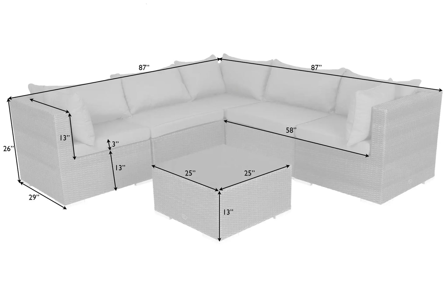 Sino Wicker outdoor sofa set with beige cushions and glass-topped coffee table on Tampa Home & Garden Store