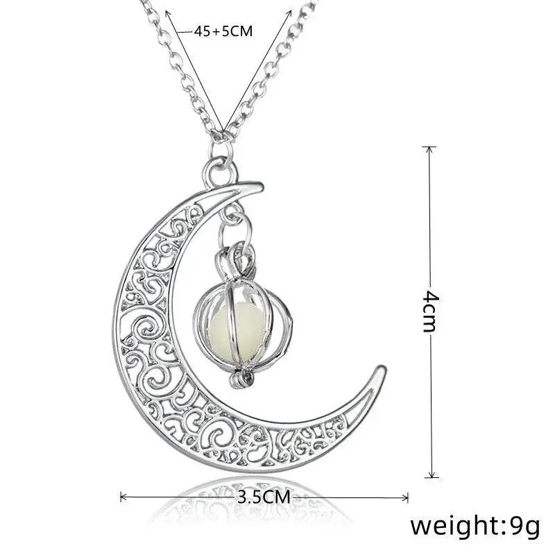 Moonstone Pendant Necklace Moktan Sabai with crescent filigree and moonstone bead, 45+5 cm chain on Tampa Home & Garden Store