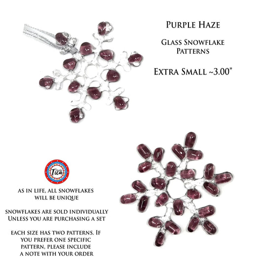 Snowflake ornament Glass Snowflake Purple Haze by studioTica, clear glass with purple beads on Tampa Home & Garden Store