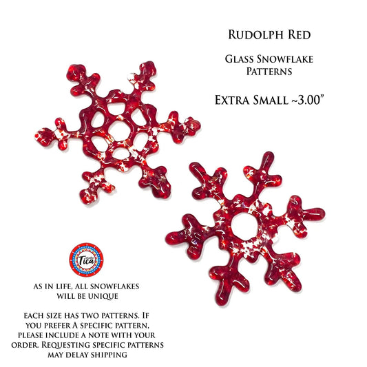 Snowflake Rudolph Red glass ornament handmade by studioTica on Tampa Home & Garden Store