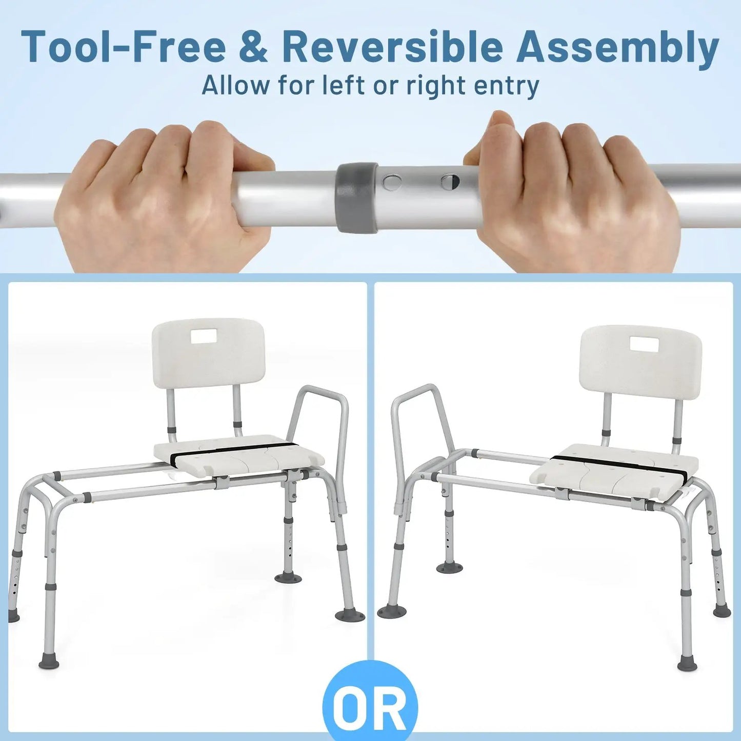Sliding Tub Transfer Bench with Extra-Wide Seat