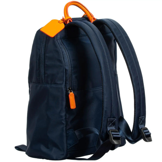 Lightweight nylon travel backpack navy with orange zipper pulls by MiamiLeathers for commute on Tampa Home & Garden Store