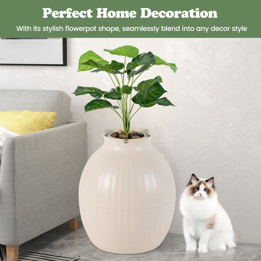 Smart Plant Cat Litter Box with Electronic Odor Removal & Sterilization-Beige - Tampa Home & Garden Store