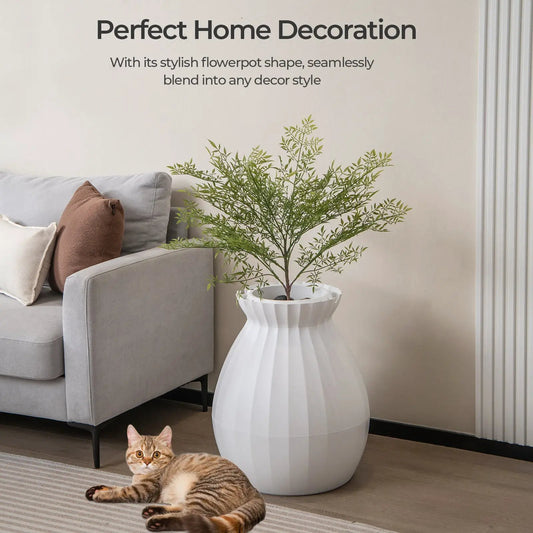 Smart Plant Cat Litter Box with Odor Removal white planter cat on rug Tampa Home & Garden Store on Tampa Home & Garden Store